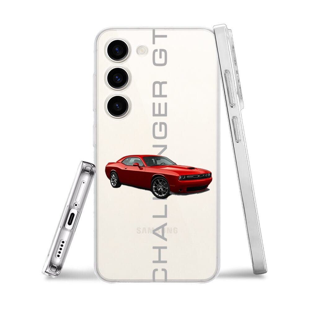 Etui do Samsung Galaxy S23 przeźroczyste, silikonowe Flexi, Szybkie Auta, czerwony Challenger GT - obrazek 3