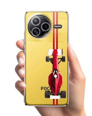 Etui do Xiaomi POCO F7 Ultra przeźroczyste, silikonowe Flexi, Szybkie Auta, czerwone F1
