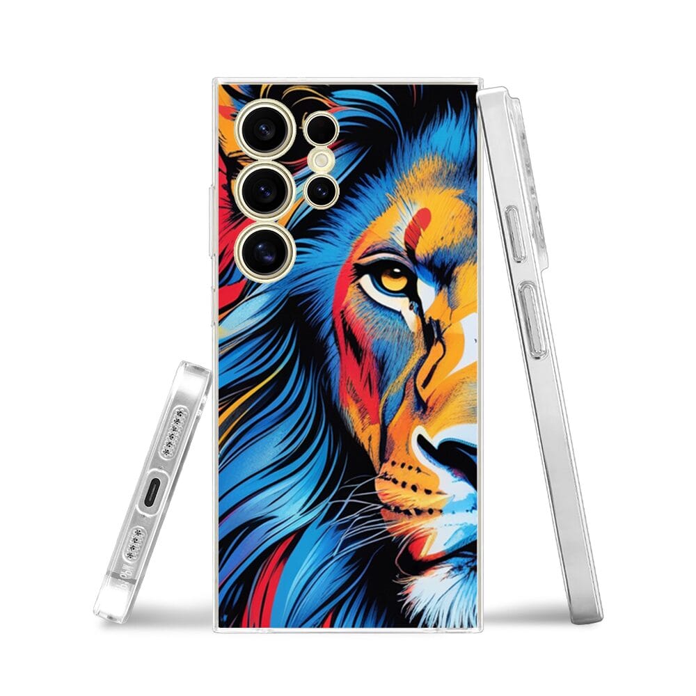 Etui do Samsung Galaxy S24 Ultra przeźroczyste, silikonowe Flexi, Dzika Mandala, Lwie spojrzenie - obrazek 3