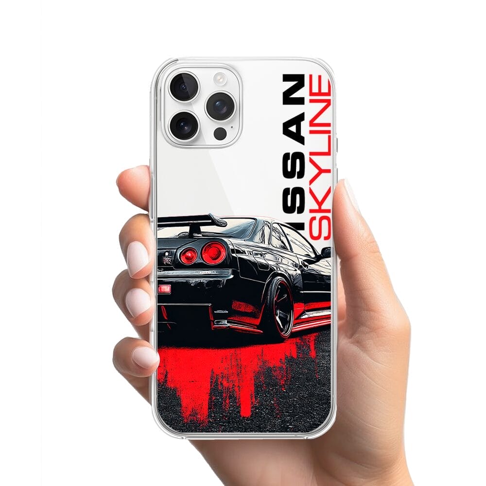 Etui do iPhone 12 Pro Max przeźroczyste, silikonowe Flexi, Szybkie Auta, czarny Skyline - obrazek 2