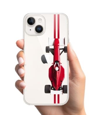 Etui do iPhone 14 Plus przeźroczyste, silikonowe Flexi, Szybkie Auta, czerwone F1