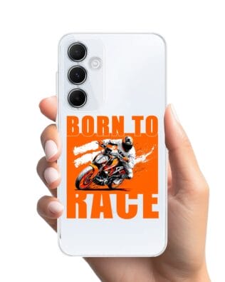 Etui do Samsung Galaxy M35 5G przeźroczyste, silikonowe Flexi, Bikers, Ścigacz