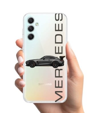 Etui do Samsung Galaxy A34 5G przeźroczyste, silikonowe Flexi, Szybkie Auta, Stalowe AMG-GT