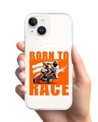 Etui do iPhone 14 z MagSafe przeźroczyste, silikonowe Flexi, Bikers, Ścigacz