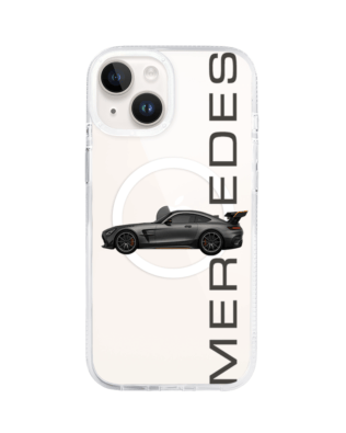 Etui do iPhone 13 z MagSafe przeźroczyste, silikonowe Flexi, Szybkie Auta, Stalowe AMG-GT