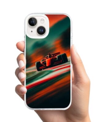 Etui do iPhone 13 z MagSafe przeźroczyste, silikonowe Flexi, Szybkie Auta, Wyścig F1