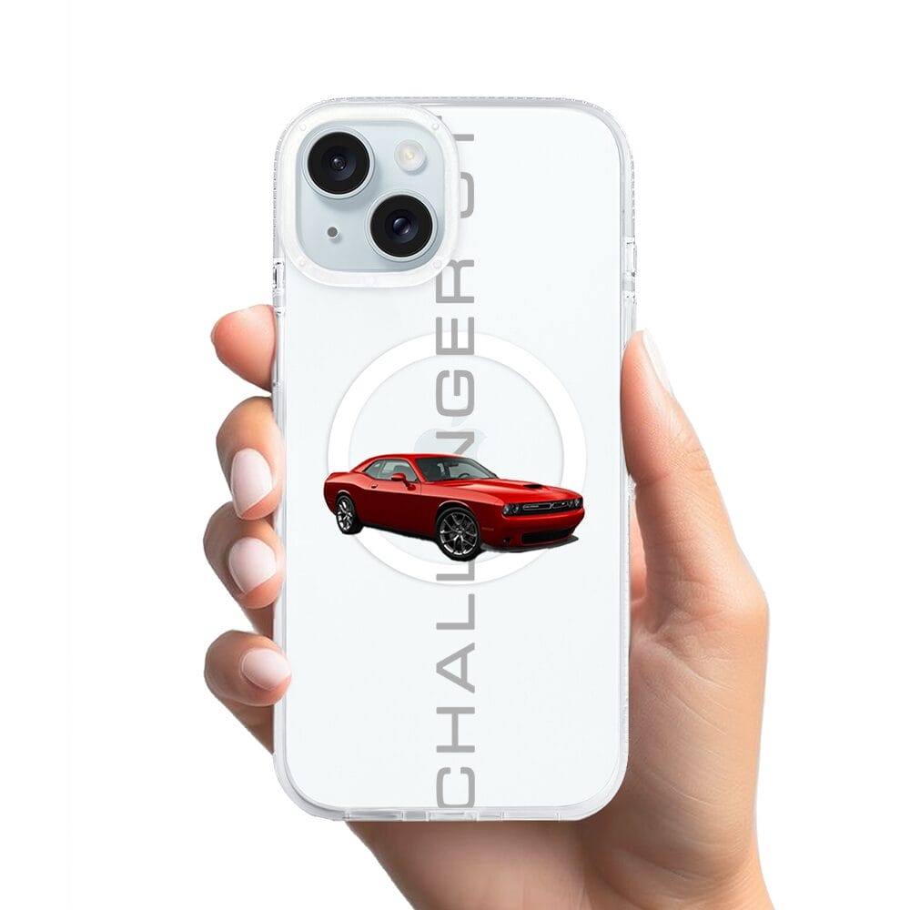 Etui do iPhone 15 z MagSafe przeźroczyste, silikonowe Flexi, Szybkie Auta, czerwony Challenger GT - obrazek 2