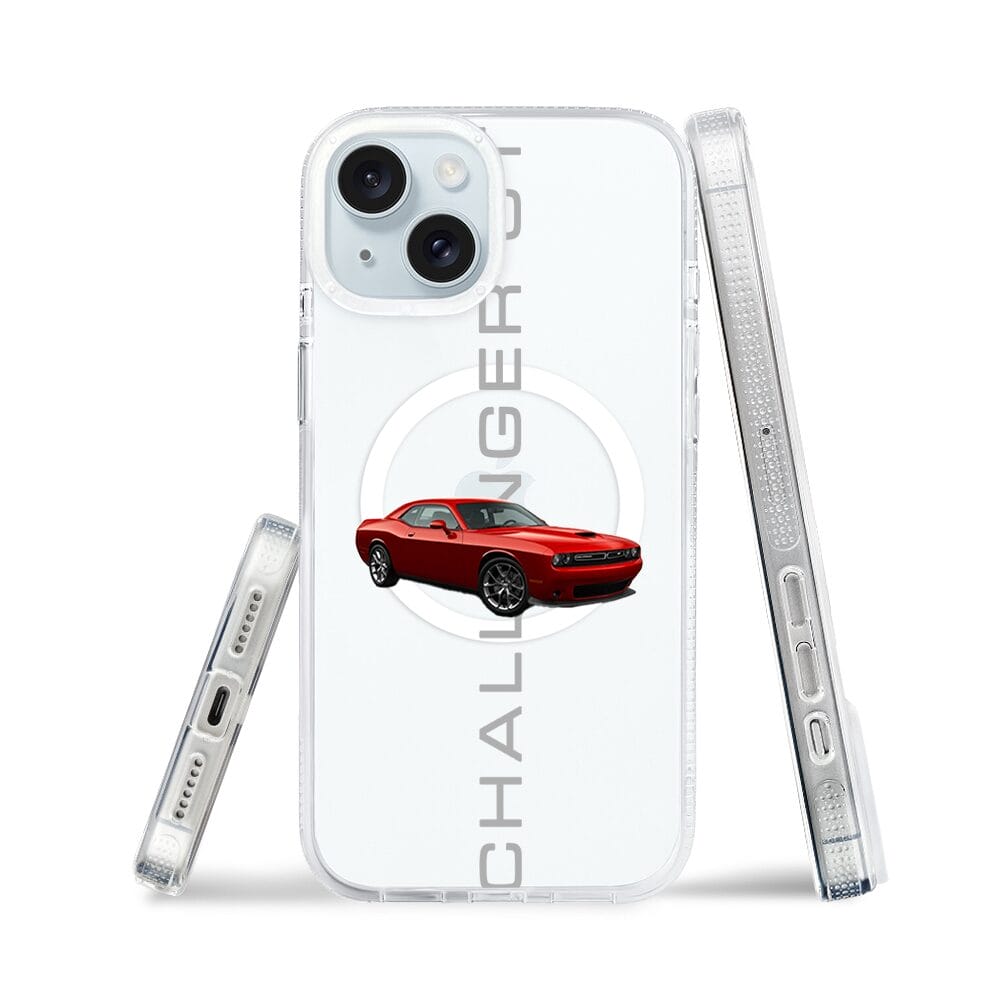 Etui do iPhone 15 z MagSafe przeźroczyste, silikonowe Flexi, Szybkie Auta, czerwony Challenger GT - obrazek 3