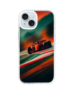 Etui do iPhone 15 z MagSafe przeźroczyste, silikonowe Flexi, Szybkie Auta, Wyścig F1