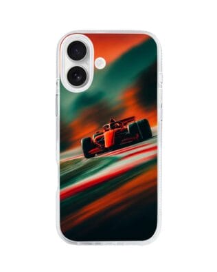 Etui do iPhone 16 z MagSafe przeźroczyste, silikonowe Flexi, Szybkie Auta, Wyścig F1