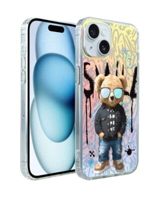 Etui do iPhone 15 IBIZU California Sunset, zmieniające kolor, Graffiti Boy, artystyczny miś