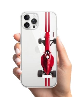 Etui do iPhone 12 Pro przeźroczyste, silikonowe Flexi, Szybkie Auta, czerwone F1