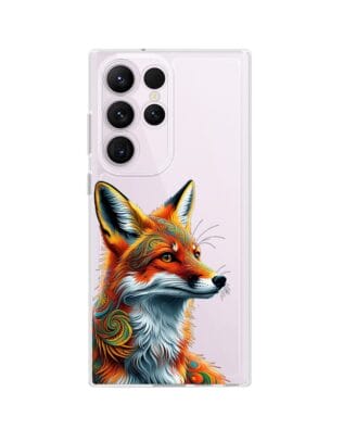 Etui do Samsung Galaxy S23 Ultra przeźroczyste, silikonowe Flexi, Dzika Mandala, Twarz lisa