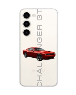 Etui do Samsung Galaxy S23 przeźroczyste, silikonowe Flexi, Szybkie Auta, czerwony Challenger GT