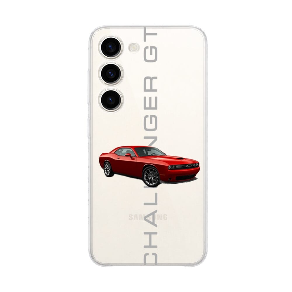 Etui do Samsung Galaxy S23 przeźroczyste, silikonowe Flexi, Szybkie Auta, czerwony Challenger GT