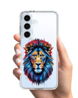 Etui do Samsung Galaxy S24 FE z MagSafe przeźroczyste, silikonowe Flexi, Dzika Mandala, Lew