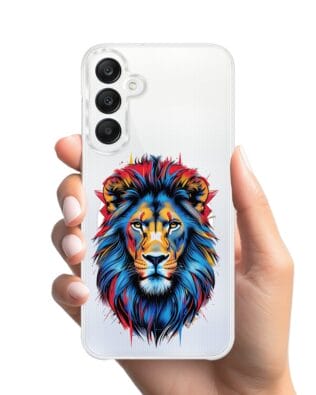 Etui do Samsung Galaxy A25 5G z MagSafe przeźroczyste, silikonowe Flexi, Dzika Mandala, Lew