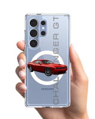 Etui do Samsung Galaxy S25 Ultra z MagSafe przeźroczyste, silikonowe Flexi, Szybkie Auta, czerwony Challenger GT