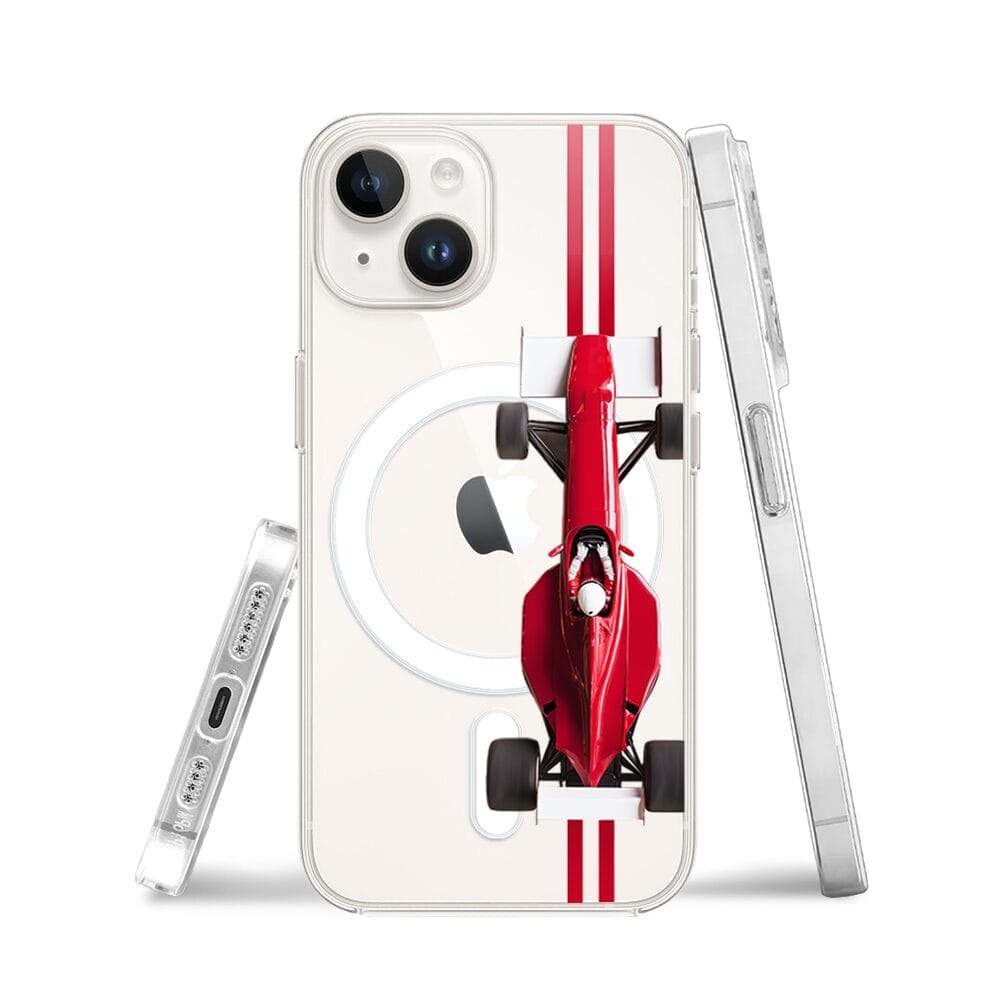 Etui do iPhone 13 z MagSafe przeźroczyste, silikonowe Flexi, Szybkie Auta, czerwone F1 - obrazek 3