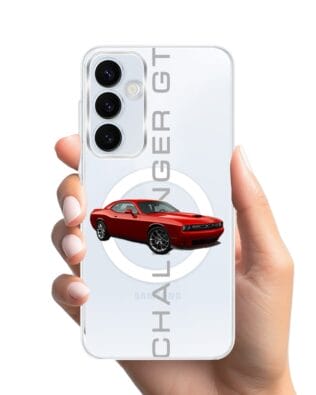Etui do Samsung Galaxy A35 5G z MagSafe przeźroczyste, silikonowe Flexi, Szybkie Auta, czerwony Challenger GT