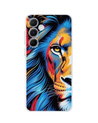 Etui do Samsung Galaxy A55 5G przeźroczyste, silikonowe Flexi, Dzika Mandala, Lwie spojrzenie