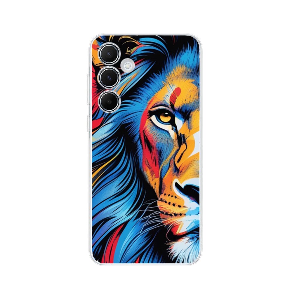 Etui do Samsung Galaxy A55 5G przeźroczyste, silikonowe Flexi, Dzika Mandala, Lwie spojrzenie