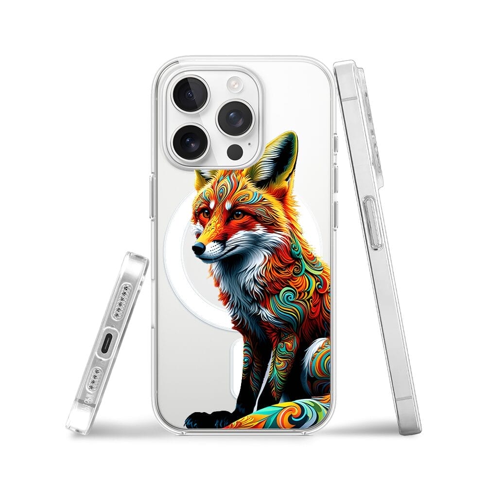 Etui do iPhone 14 Pro Max z MagSafe przeźroczyste, silikonowe Flexi, Dzika Mandala, Lis - obrazek 3