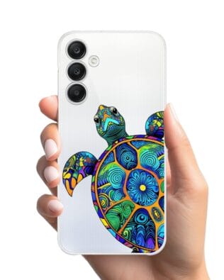Etui do Samsung Galaxy A25 5G przeźroczyste, silikonowe Flexi, Dzika Mandala, Żółw