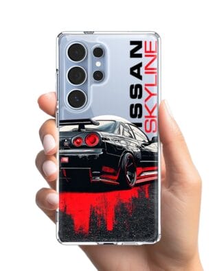 Etui do Samsung Galaxy S25 Ultra z MagSafe przeźroczyste, silikonowe Flexi, Szybkie Auta, czarny Skyline