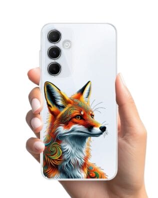 Etui do Samsung Galaxy A35 5G przeźroczyste, silikonowe Flexi, Dzika Mandala, Twarz lisa