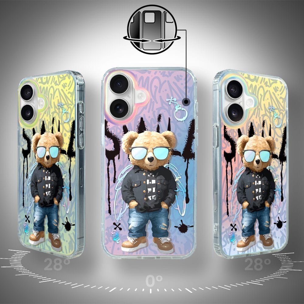 Etui do iPhone 16 IBIZU California Sunset, zmieniające kolor, Graffiti Boy, artystyczny miś - obrazek 3