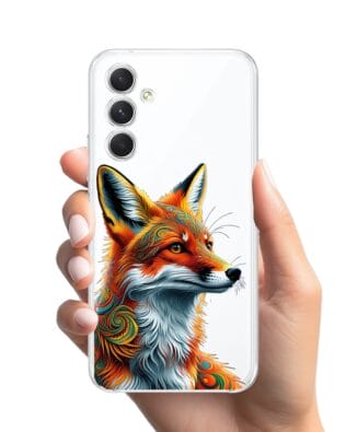 Etui do Samsung Galaxy A54 5G przeźroczyste, silikonowe Flexi, Dzika Mandala, Twarz lisa