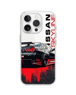 Etui do iPhone 13 Pro przeźroczyste, silikonowe Flexi, Szybkie Auta, czarny Skyline