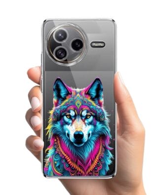 Etui do Xiaomi POCO F7 Ultra przeźroczyste, silikonowe Flexi, Dzika Mandala, Wilk
