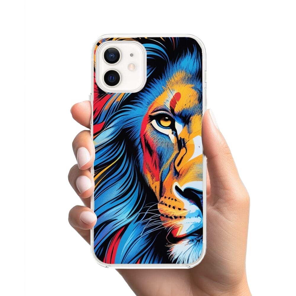 Etui do iPhone 12 przeźroczyste, silikonowe Flexi, Dzika Mandala, Lwie spojrzenie - obrazek 2