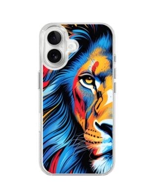 Etui do iPhone 16 z MagSafe przeźroczyste, silikonowe Flexi, Dzika Mandala, Lwie spojrzenie