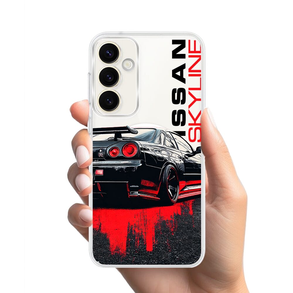 Etui do Samsung Galaxy S23 z MagSafe przeźroczyste, silikonowe Flexi, Szybkie Auta, czarny Skyline - obrazek 2