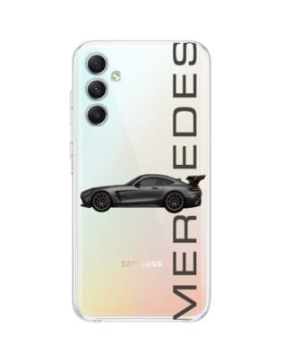 Etui do Samsung Galaxy A34 5G przeźroczyste, silikonowe Flexi, Szybkie Auta, Stalowe AMG-GT