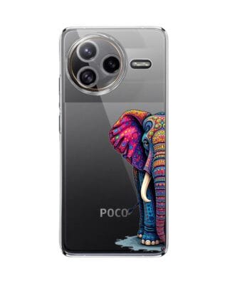 Etui do Xiaomi POCO F7 Ultra przeźroczyste, silikonowe Flexi, Dzika Mandala, Słoń
