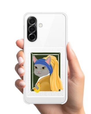 Etui do Samsung Galaxy A26 5G przeźroczyste, silikonowe Flexi, kotek z kurczakiem