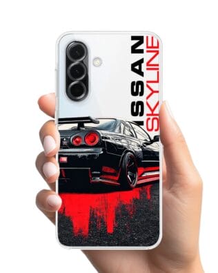 Etui do Samsung Galaxy A36 5G przeźroczyste, silikonowe Flexi, Szybkie Auta, czarny Skyline