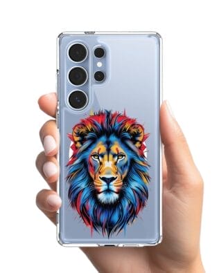 Etui do Samsung Galaxy S25 Ultra z MagSafe przeźroczyste, silikonowe Flexi, Dzika Mandala, Lew