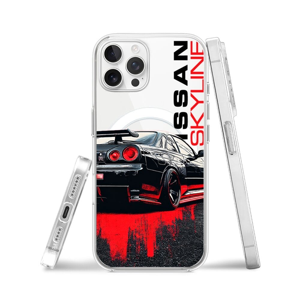 Etui do iPhone 12 Pro Max z MagSafe przeźroczyste, silikonowe Flexi, Szybkie Auta, czarny Skyline - obrazek 3