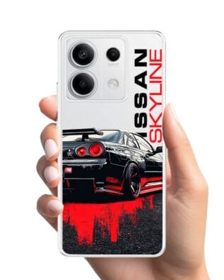 Etui do Xiaomi Redmi Note 13 Pro 5G przeźroczyste, silikonowe Flexi, Szybkie Auta, czarny Skyline