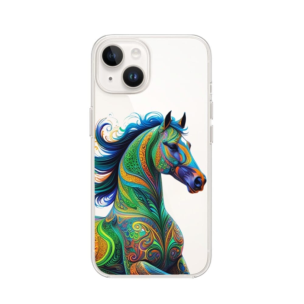 Etui do iPhone 14 Plus przeźroczyste, silikonowe Flexi, Dzika Mandala, Koń