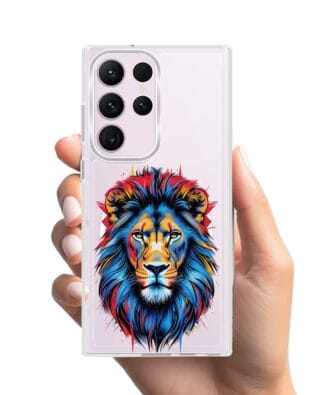 Etui do Samsung Galaxy S23 Ultra z MagSafe przeźroczyste, silikonowe Flexi, Dzika Mandala, Lew