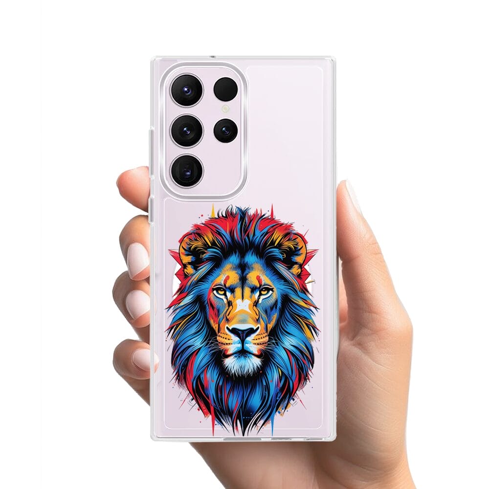 Etui do Samsung Galaxy S23 Ultra z MagSafe przeźroczyste, silikonowe Flexi, Dzika Mandala, Lew - obrazek 2