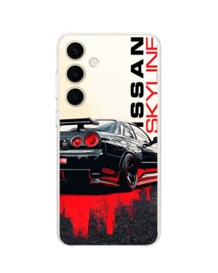 Etui do Samsung Galaxy S24 przeźroczyste, silikonowe Flexi, Szybkie Auta, czarny Skyline