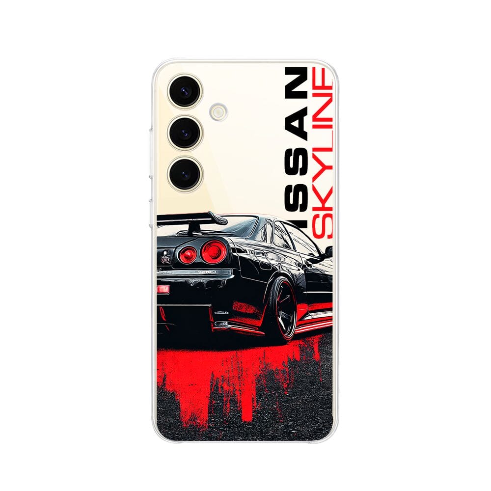 Etui do Samsung Galaxy S24 przeźroczyste, silikonowe Flexi, Szybkie Auta, czarny Skyline