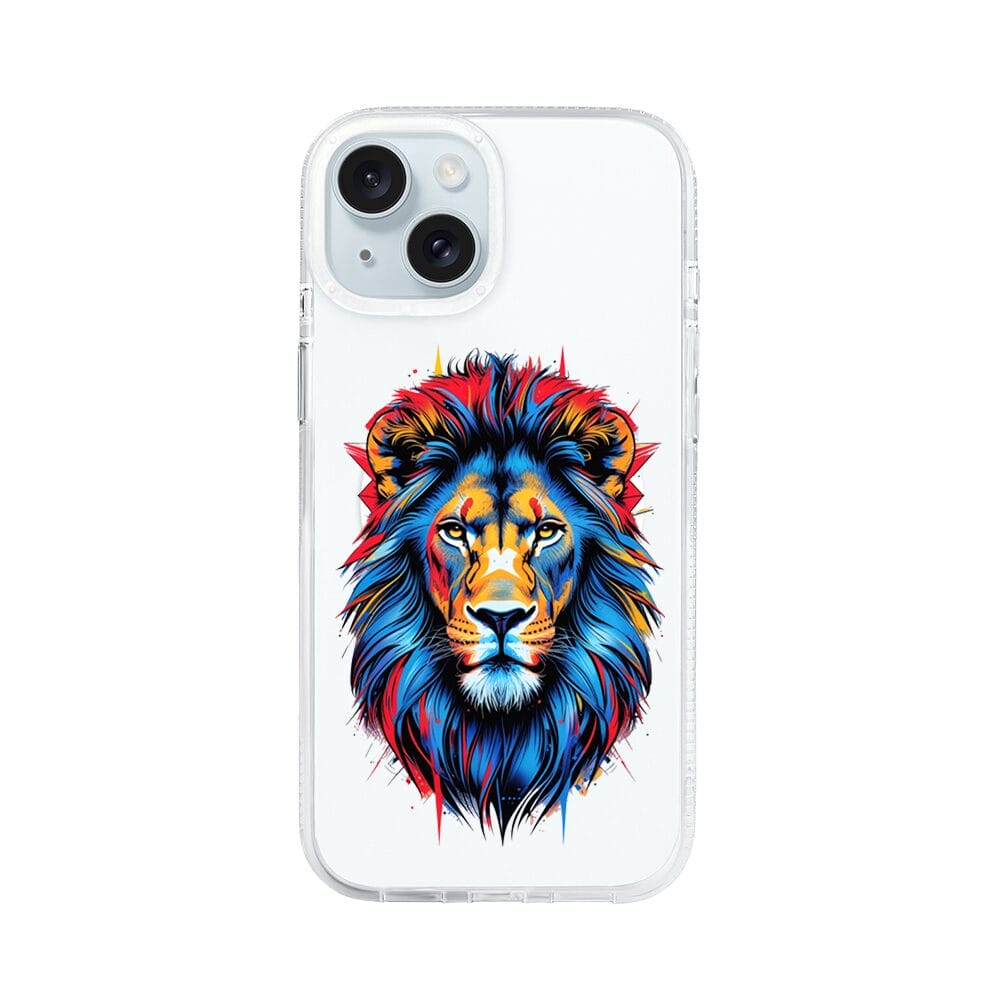 Etui do iPhone 15 z MagSafe przeźroczyste, silikonowe Flexi, Dzika Mandala, Lew